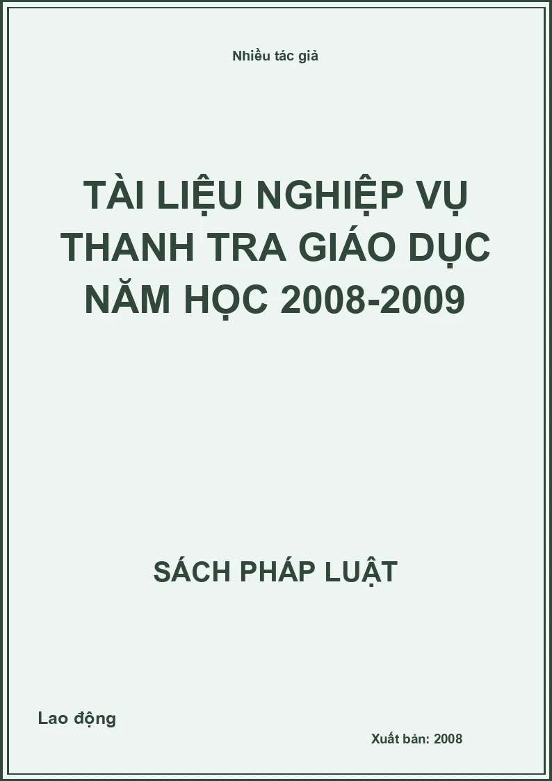 Tài liệu nghiệp vụ thanh tra giáo dục năm học 2008-2009