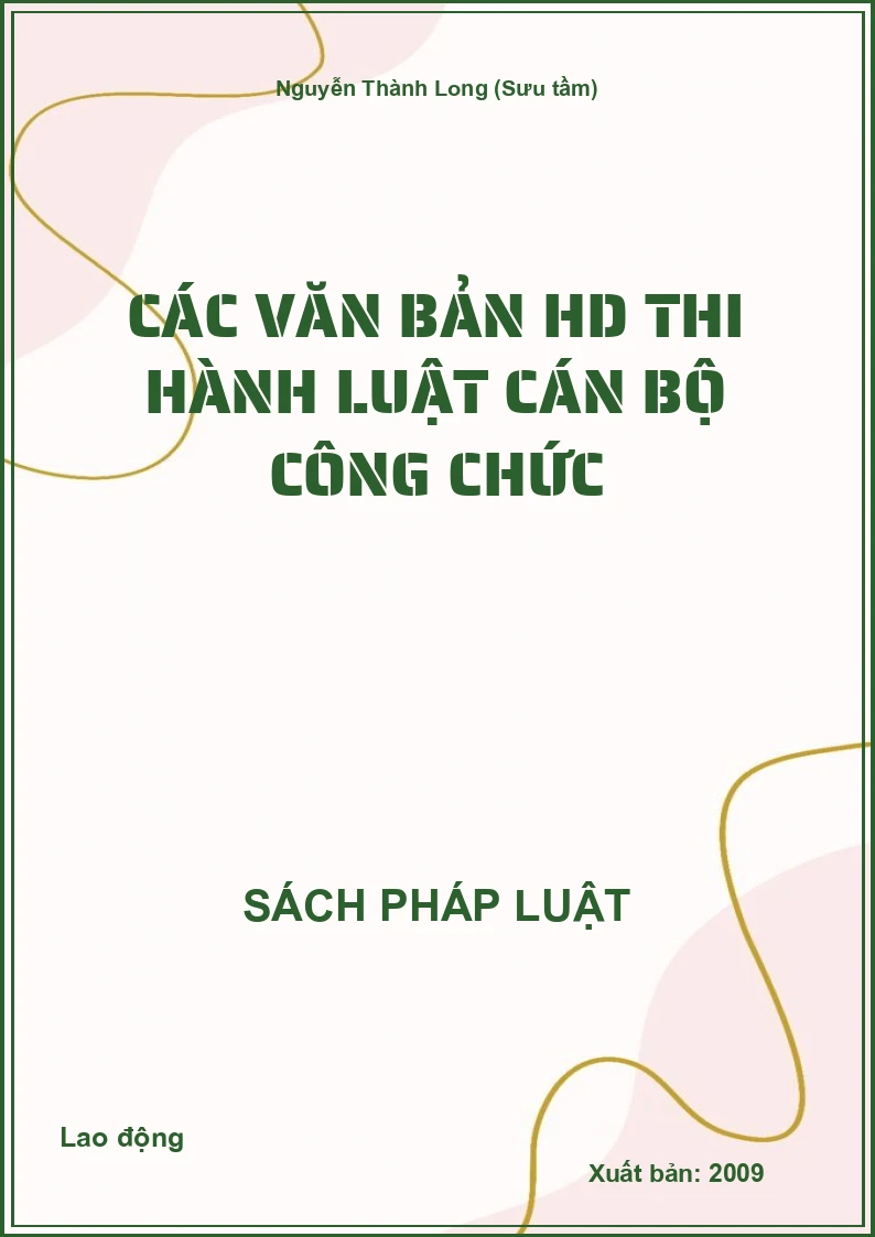 Các văn bản HD thi hành Luật cán bộ công chức