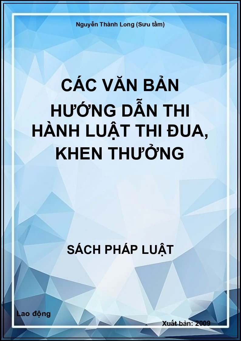 Các văn bản hướng dẫn thi hành Luật thi đua, khen thưởng