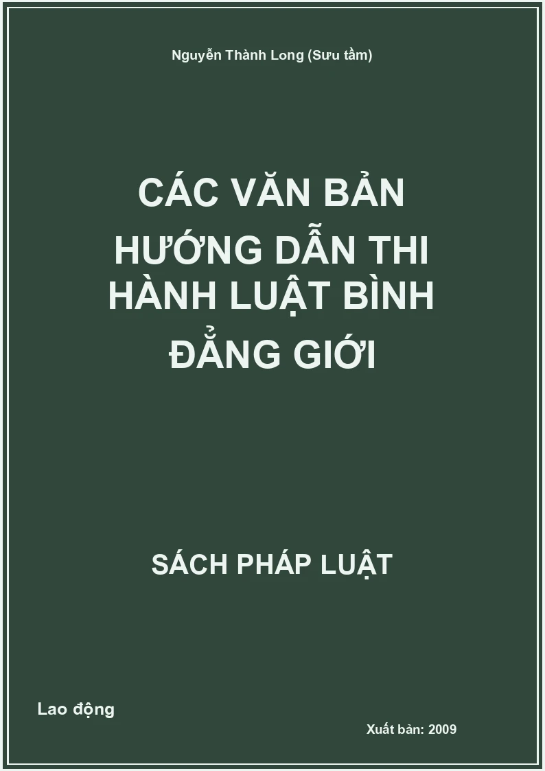 Các văn bản hướng dẫn thi hành Luật bình đẳng giới