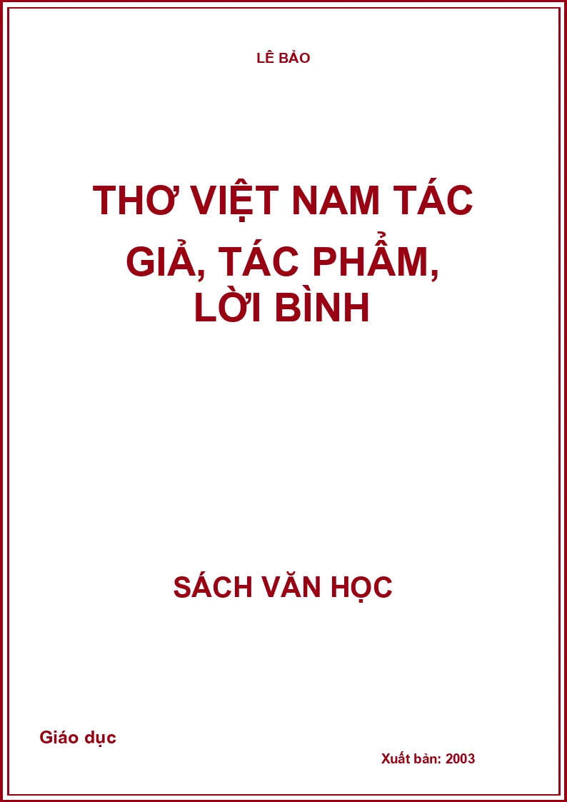 Thơ Việt Nam tác giả, tác phẩm, lời bình