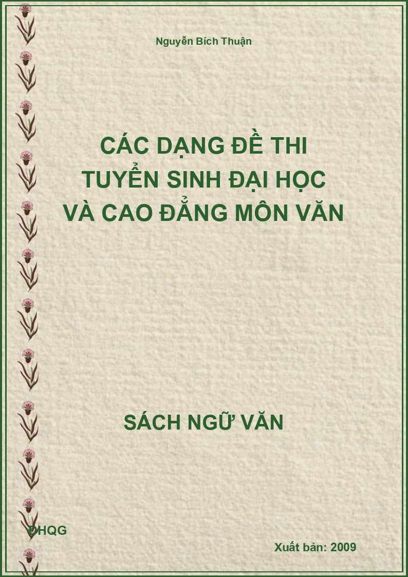 Các dạng đề thi tuyển sinh đại học và cao đẳng môn Văn
