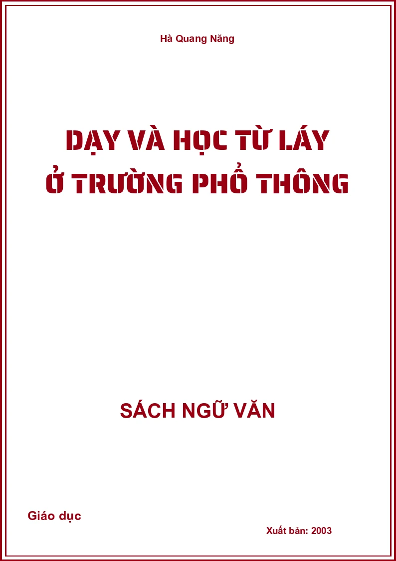 Dạy và học từ láy ở trường phổ thông