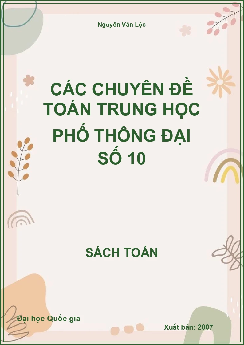 Các chuyên đề toán Trung học Phổ thông Đại số 10