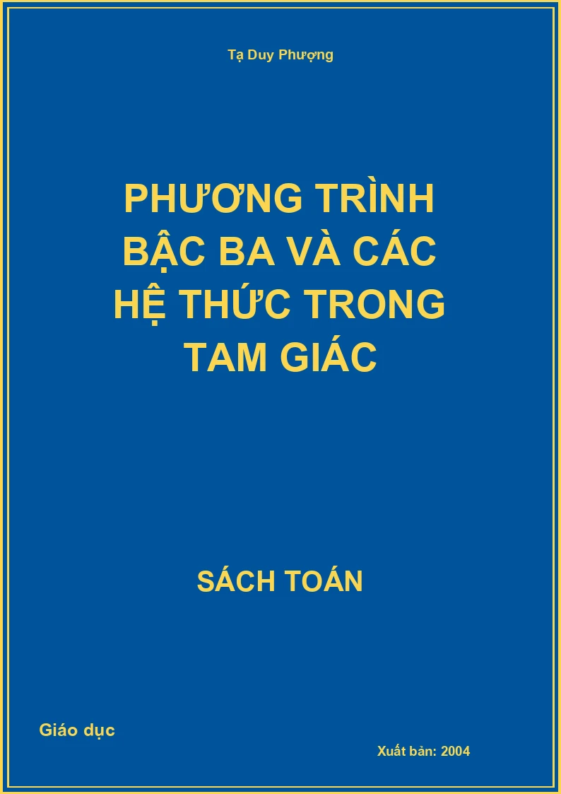 Phương trình bậc ba và các hệ thức trong tam giác