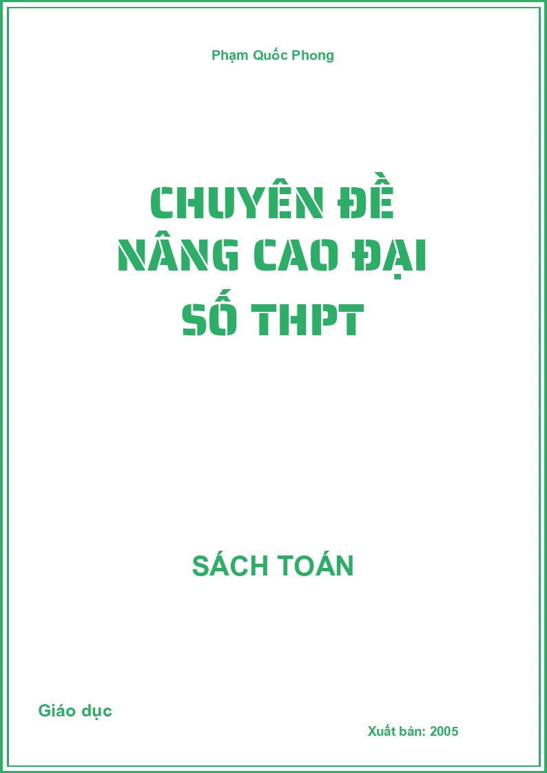 Chuyên đề nâng cao Đại số THPT
