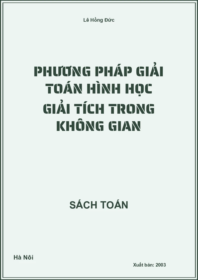 Phương pháp giải toán hình học Giải tích trong không gian