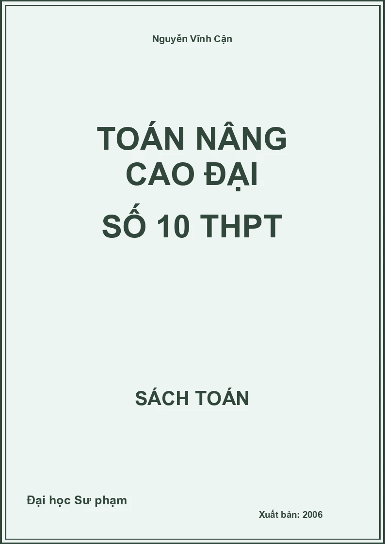 Toán nâng cao Đại số 10 THPT