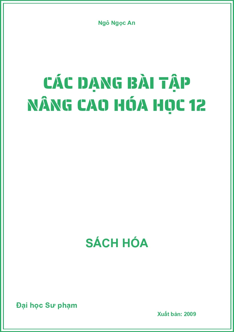 Các dạng bài tập nâng cao Hóa học 12
