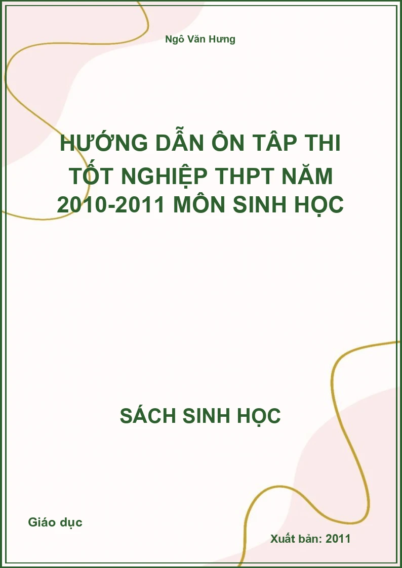 Hướng dẫn ôn tập thi tốt nghiệp THPT năm 2010-2011 môn Sinh học