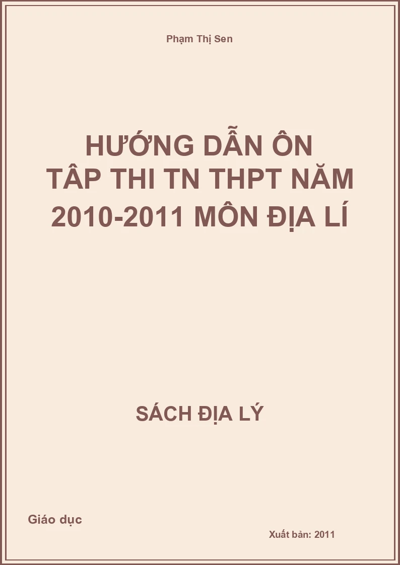 Hướng dẫn ôn tập thi TN THPT năm 2010-2011 môn Địa lí