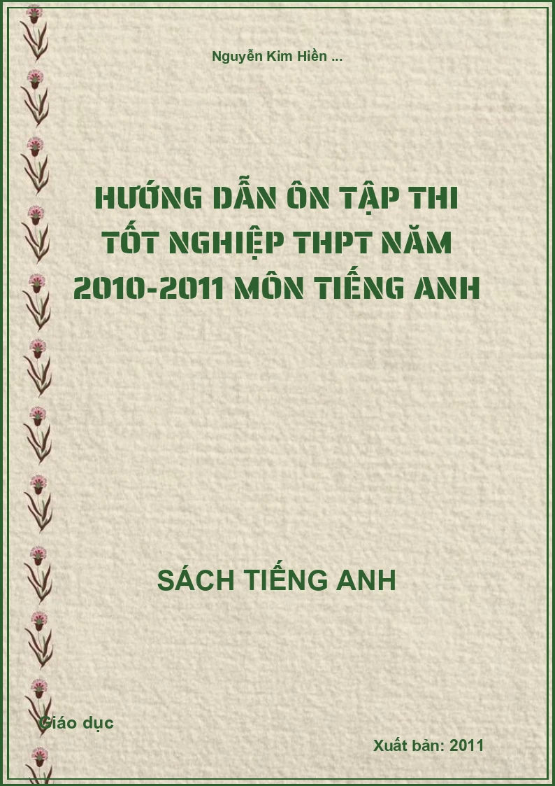 Hướng dẫn ôn tập thi tốt nghiệp THPT năm 2010-2011 môn Tiếng Anh