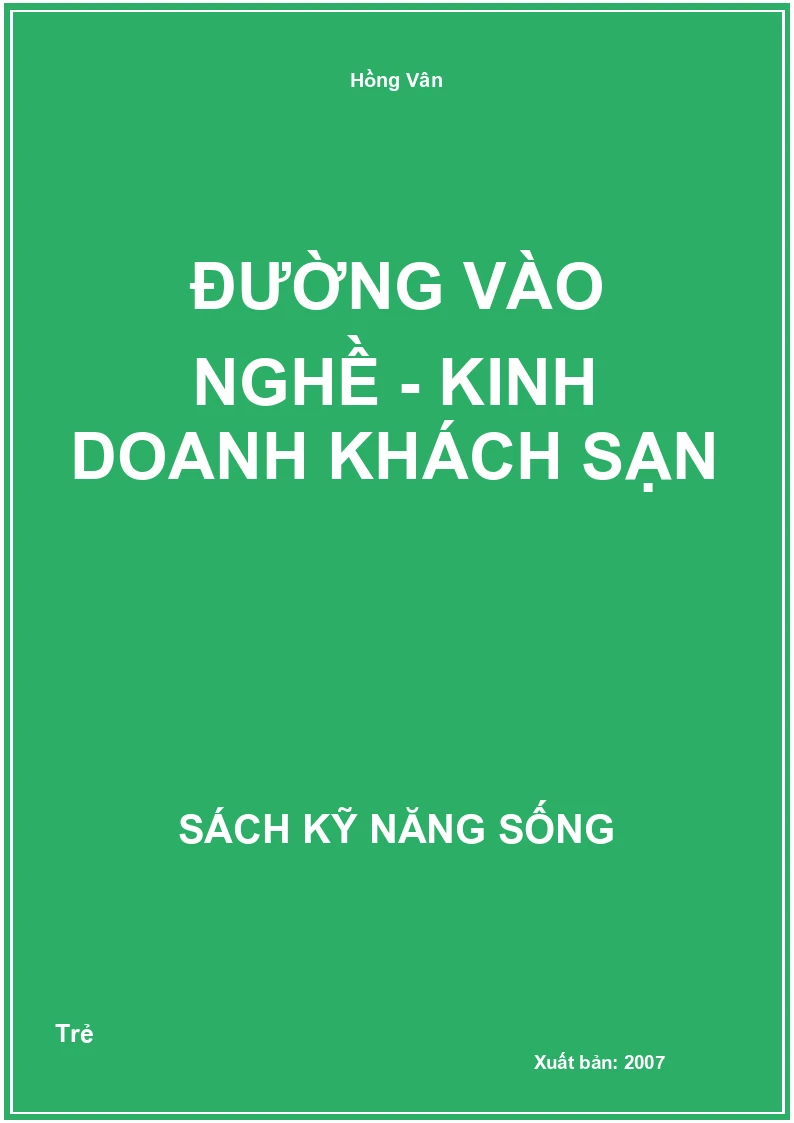 Đường vào nghề - Kinh doanh khách sạn