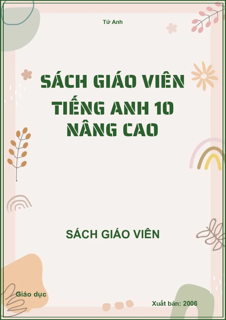 Sách giáo viên Tiếng Anh 10 nâng cao