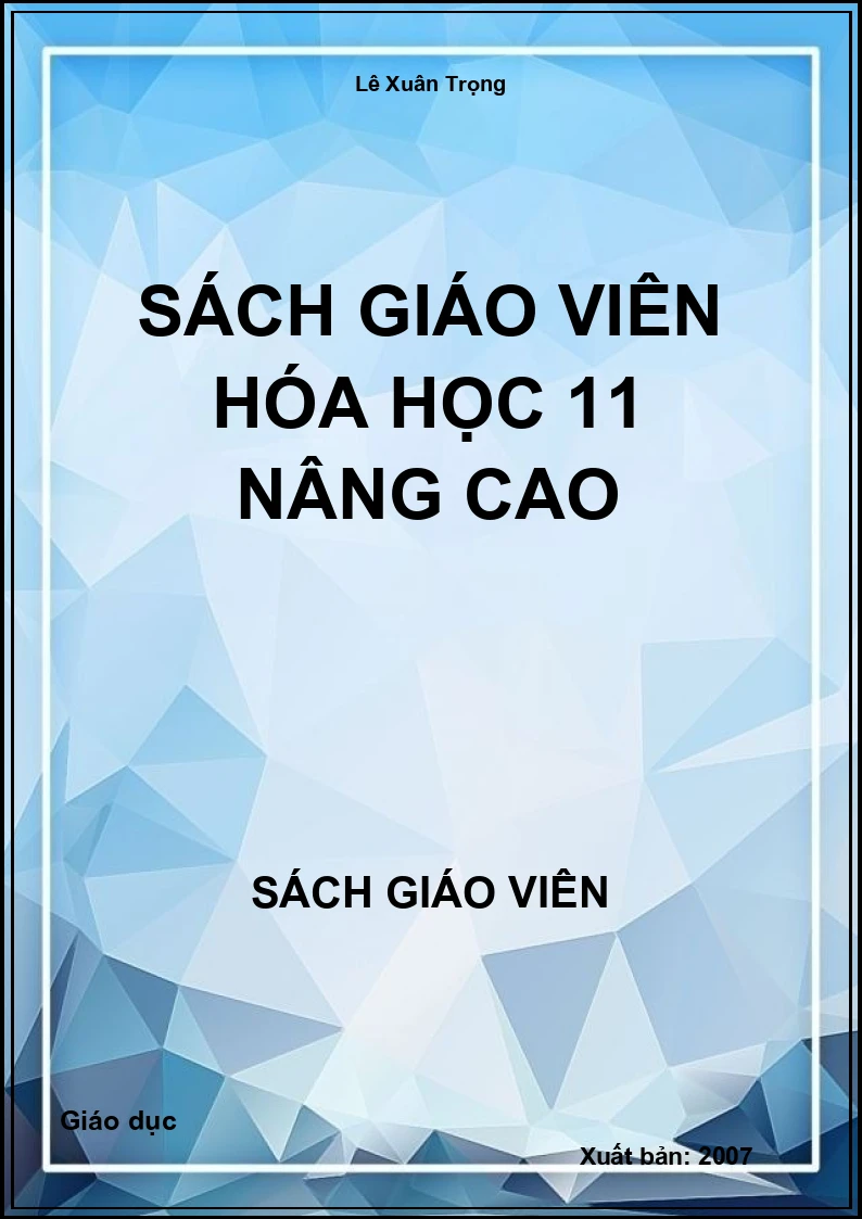 Sách giáo viên Hóa học 11 nâng cao