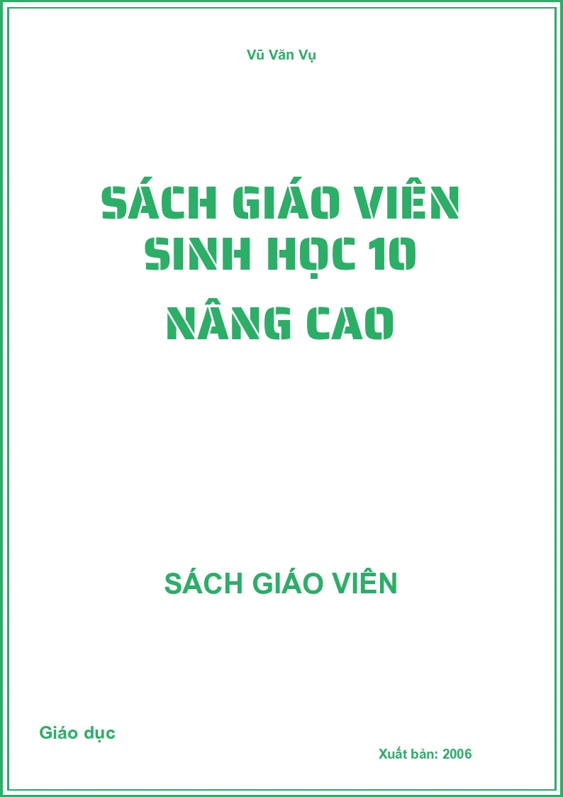 Sách giáo viên Sinh học 10 nâng cao