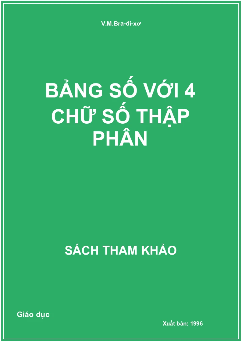 Bảng số với 4 chữ số thập phân