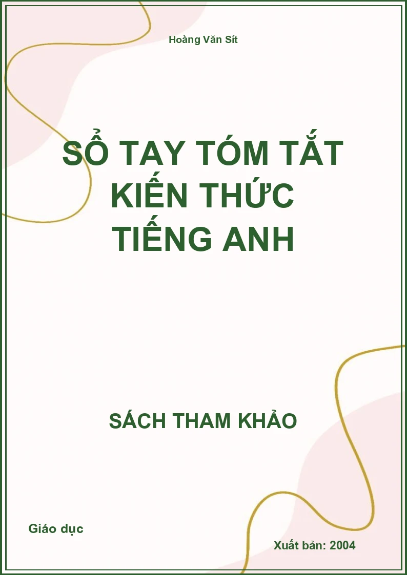 Sổ tay tóm tắt kiến thức tiếng Anh