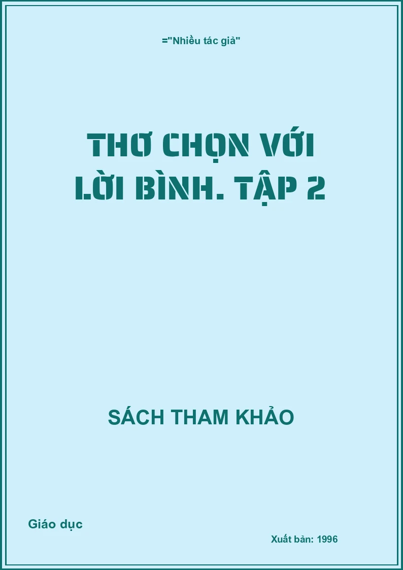 Thơ chọn với lời bình. Tập 2