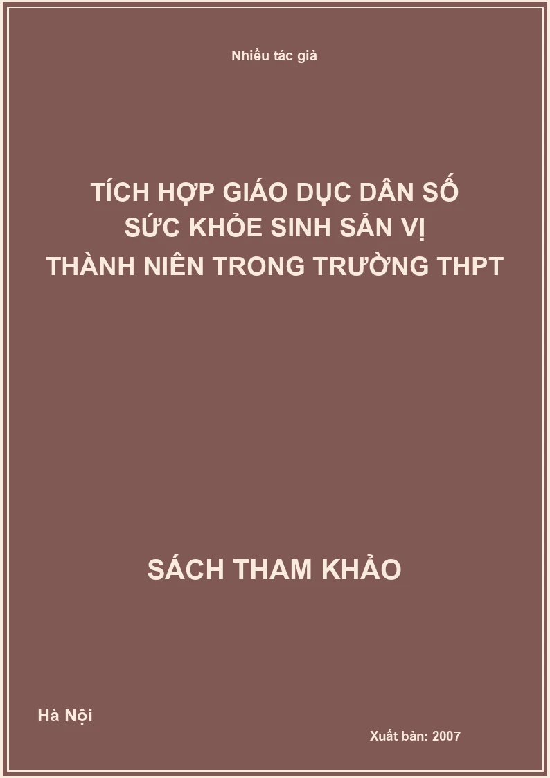 Tích hợp giáo dục dân số sức khỏe sinh sản vị thành niên trong trường THPT