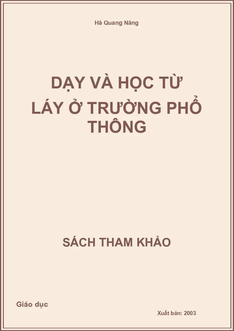 Dạy và học từ láy ở trường phổ thông