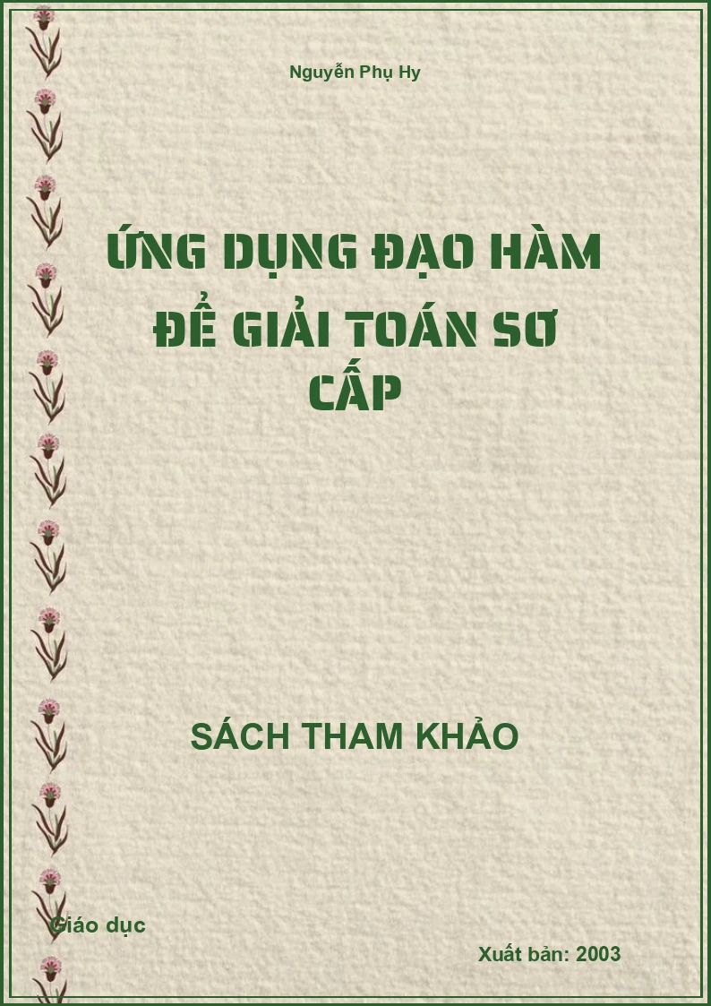 Ứng dụng đạo hàm để giải toán sơ cấp