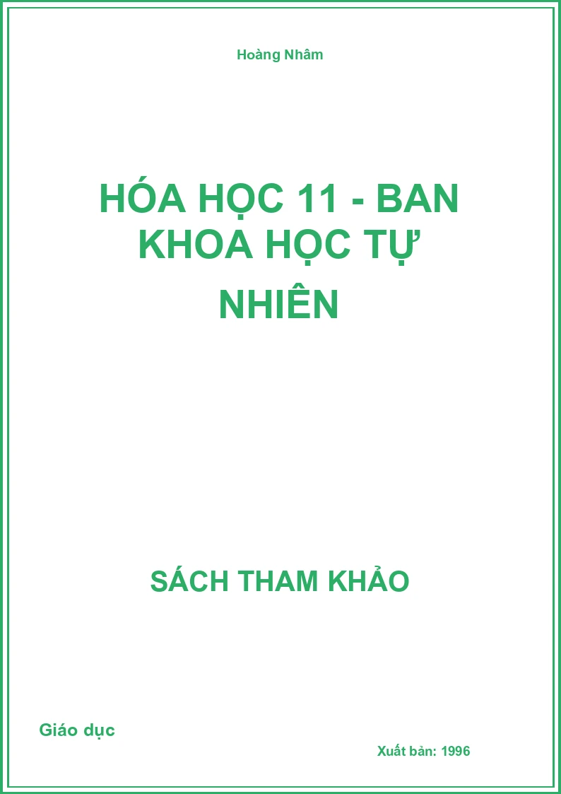 Hóa học 11 - Ban Khoa học tự nhiên