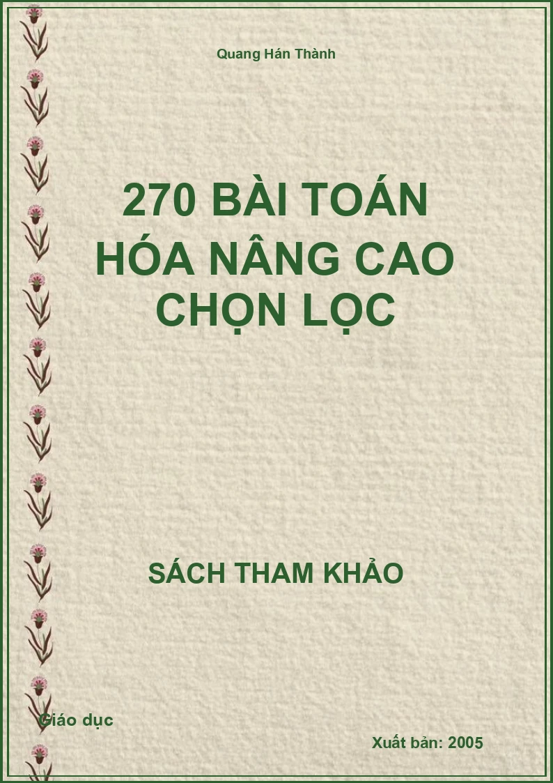 270 bài toán Hóa nâng cao chọn lọc