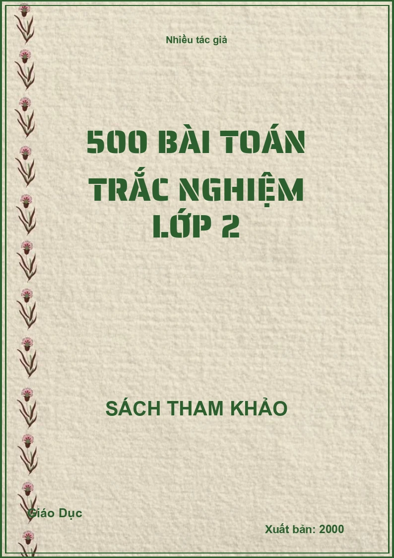 500 bài toán trắc nghiệm lớp 2