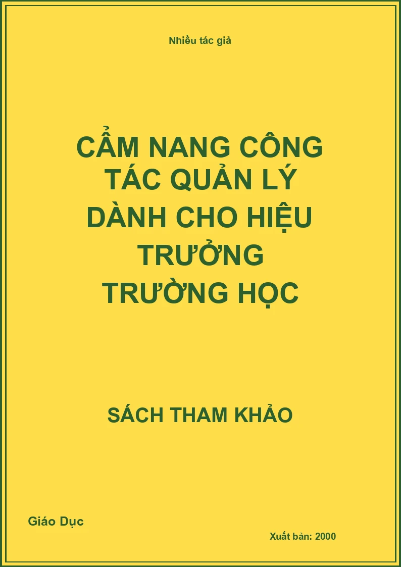Cẩm nang công tác quản lý dành cho hiệu trưởng trường học