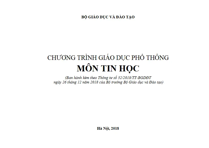 Chương trình GDPT môn Tin học