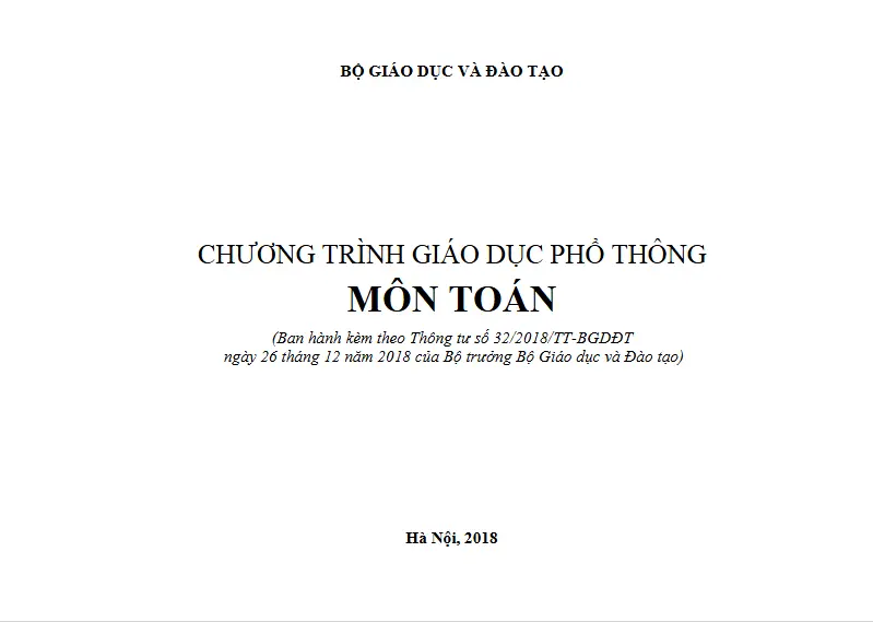 Chương trình GDPT môn Toán