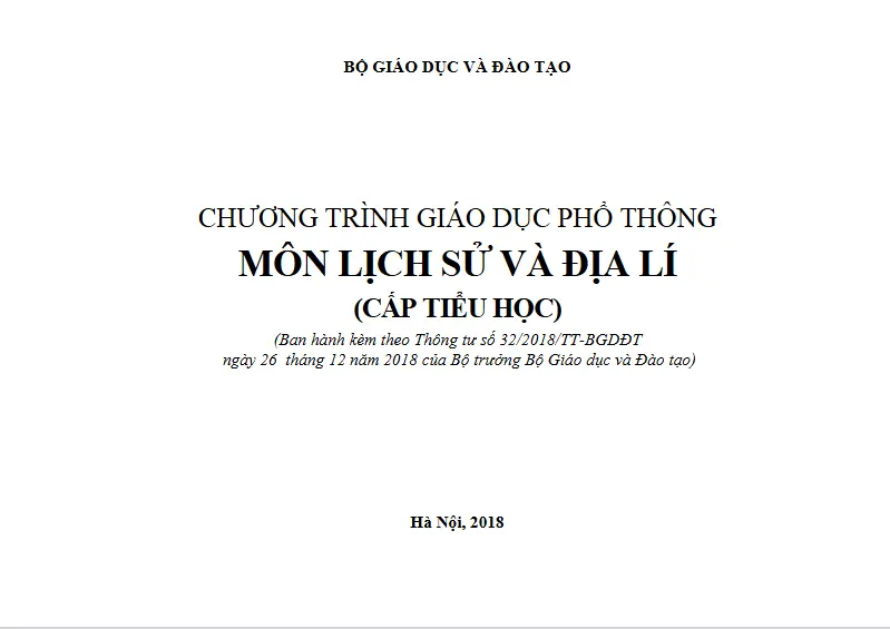 Chương trình Giáo dục phổ thông 2018 - Môn Lịch sử và Địa lí