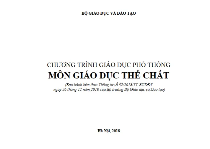 Chương trình giáo dục phổ thông 2018 môn Giáo dục thể chất