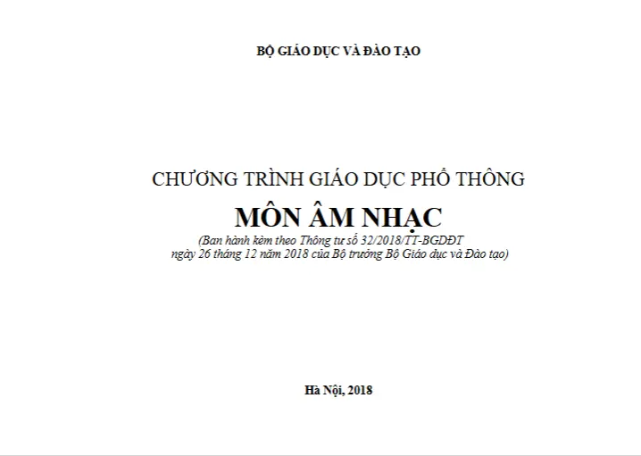 Chương trình Giáo dục phổ thông 2018 - Môn Âm nhạc
