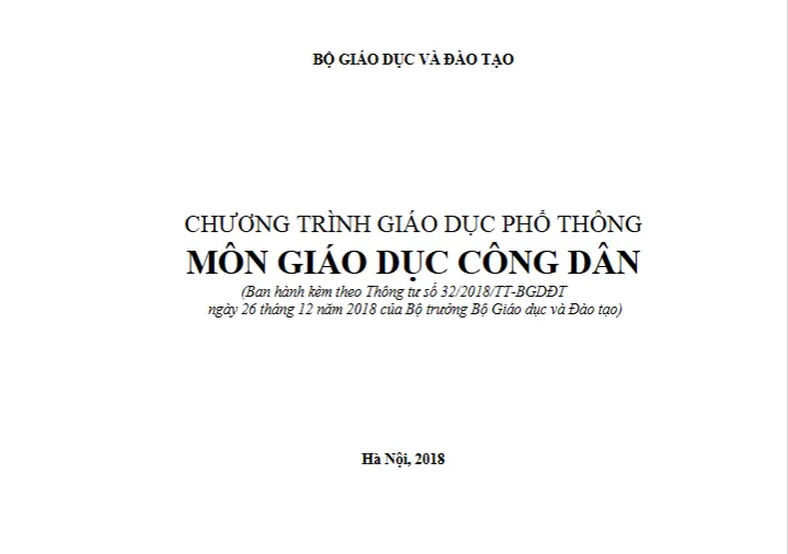 Chương trình Giáo dục phổ thông 2018 - Môn Giáo dục công dân