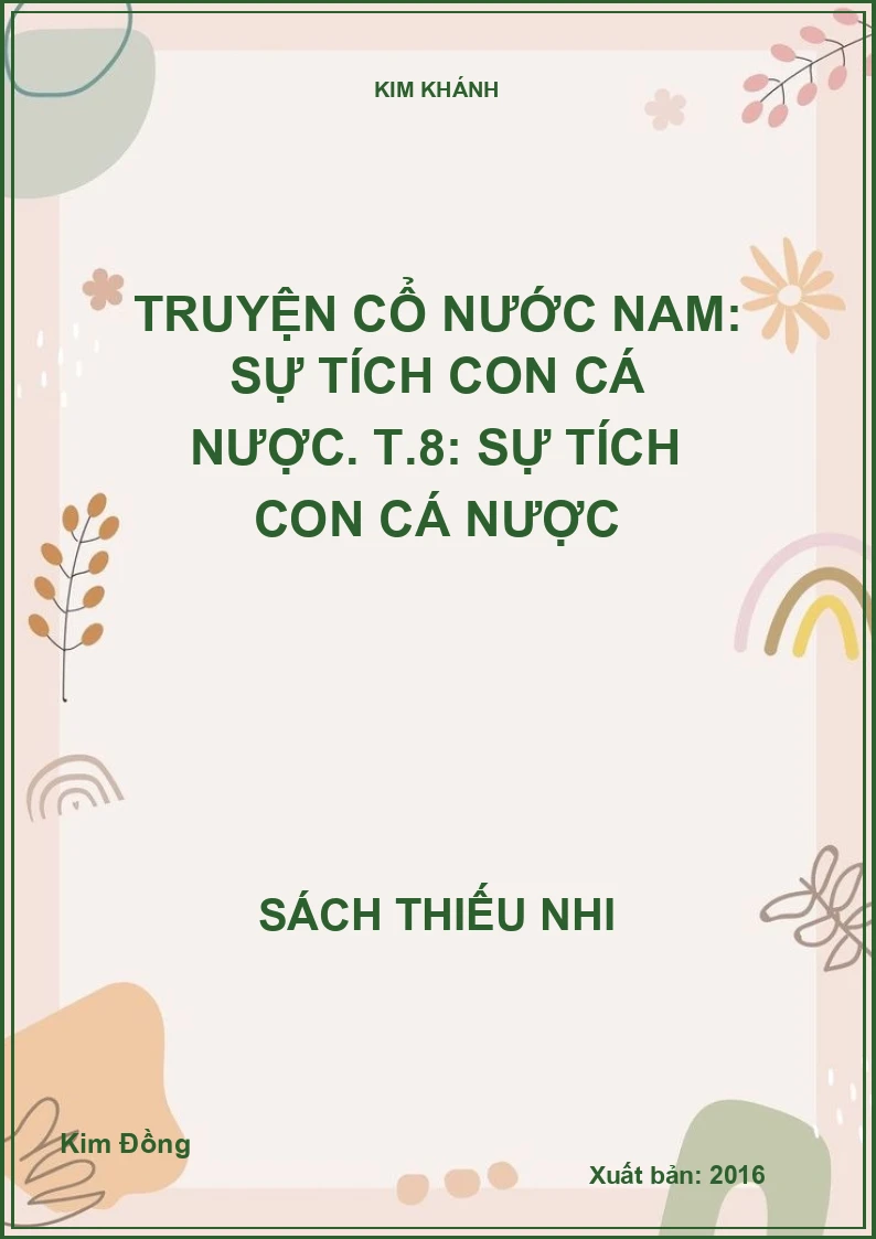 Truyện cổ nước Nam: Sự tích con cá nược. T.8: Sự tích con cá nược