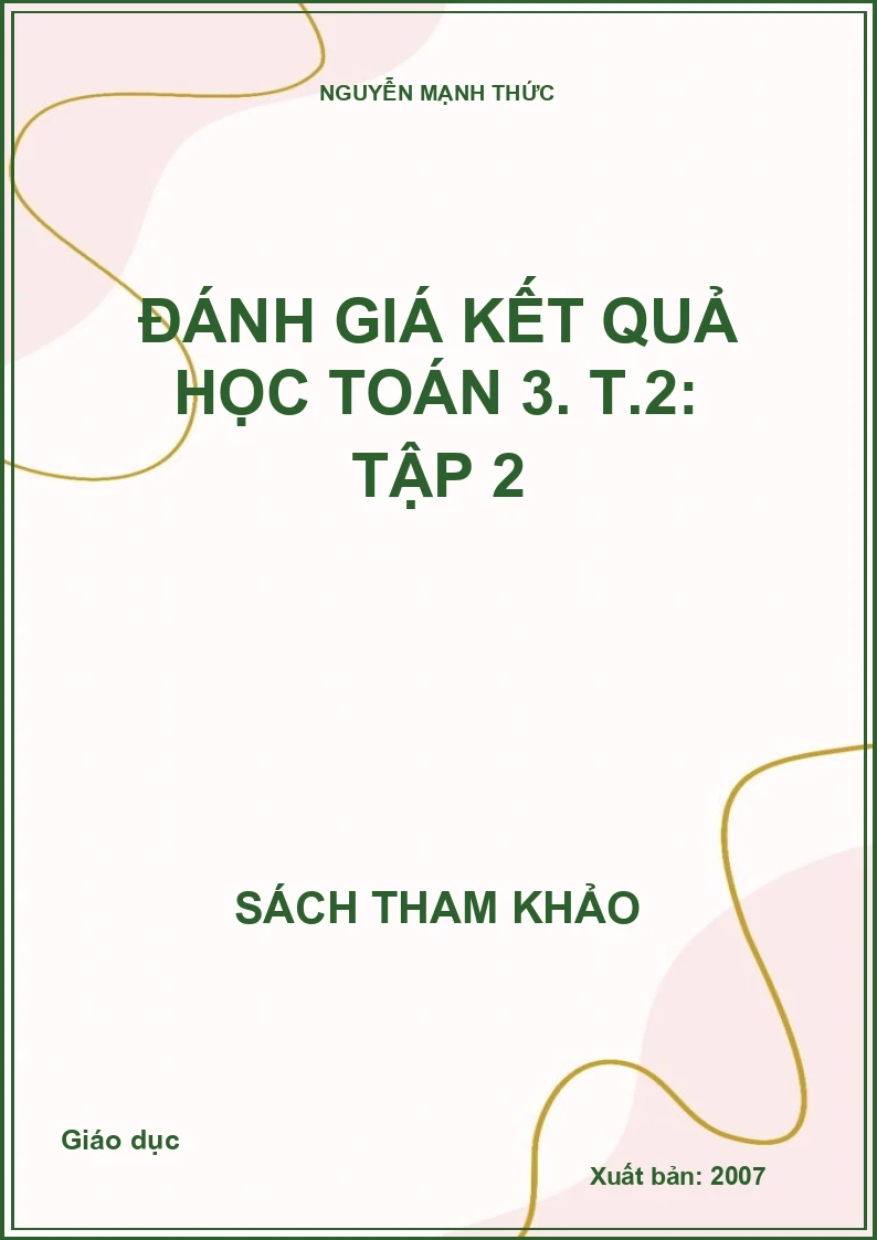 Đánh giá kết quả học toán 3. T.2: TẬP 2