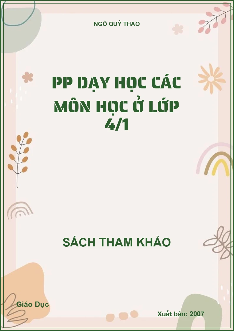 Phương pháp dạy học các môn học ở lớp 4 - Tập 1