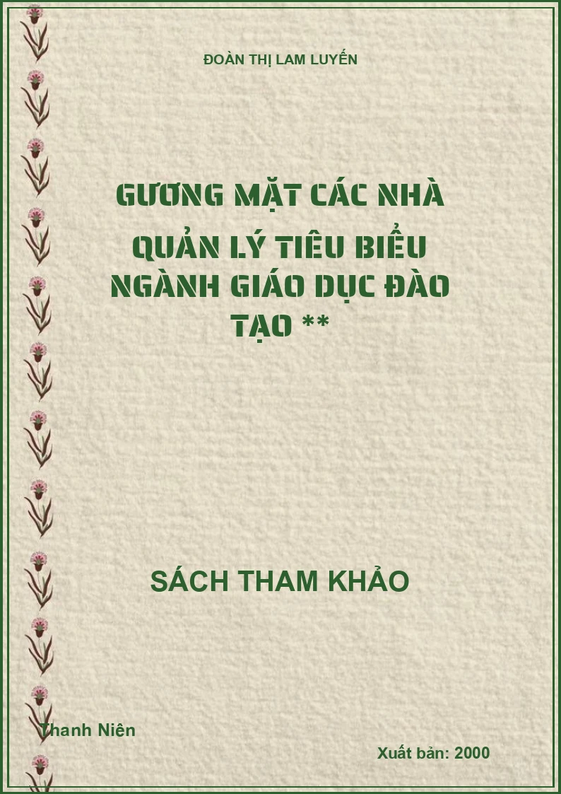 Gương mặt các nhà quản lý tiêu biểu ngành Giáo dục Đào tạo **