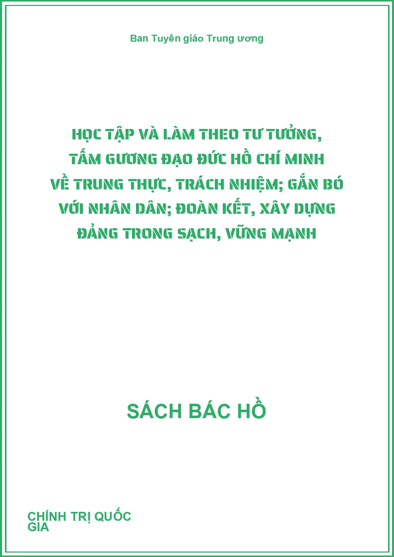 Học tập và làm theo tư tưởng, tấm gương đạo đức Hồ Chí Minh về trung thực, trách nhiệm; gắn bó với nhân dân; đoàn kết, xây dựng Đảng trong sạch, vững mạnh