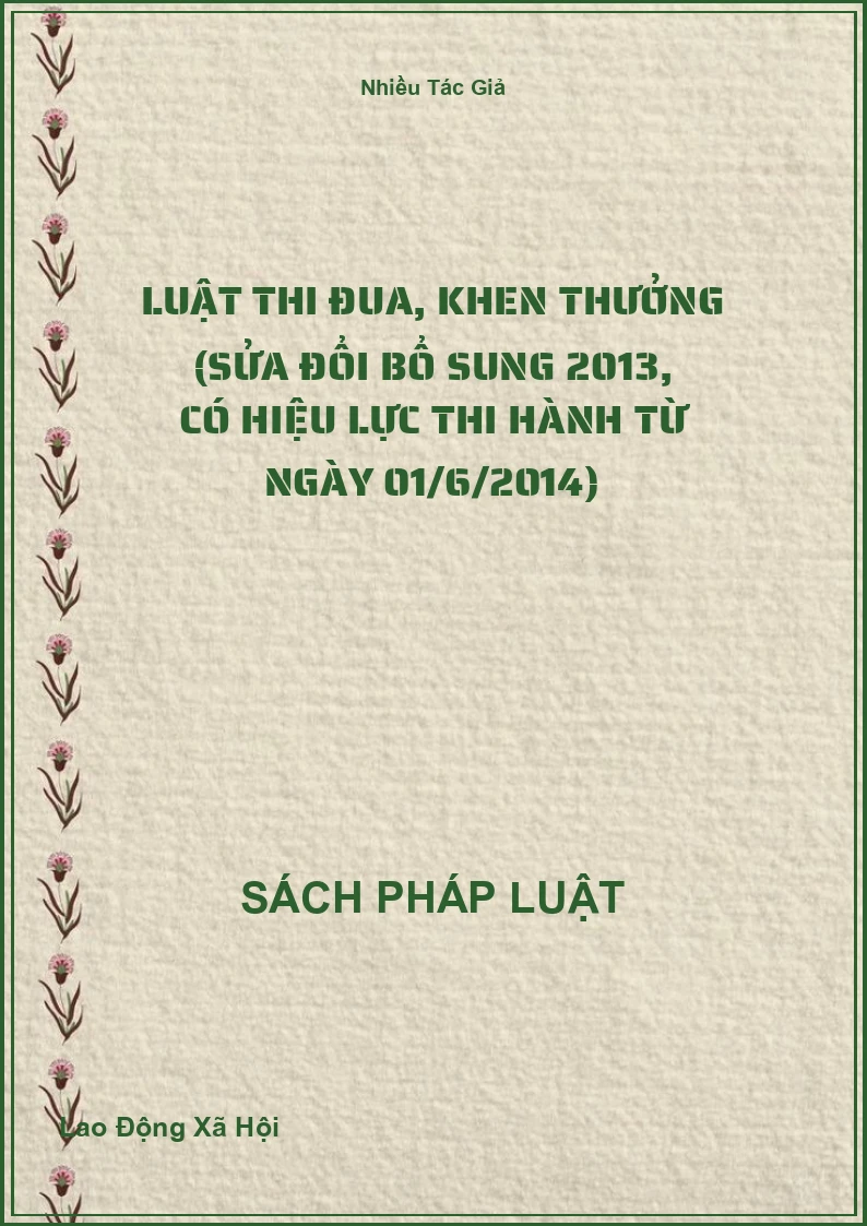 Luật Thi Đua, Khen Thưởng (Sửa Đổi Bổ Sung 2013, Có Hiệu Lực Thi Hành Từ Ngày 01/6/2014)