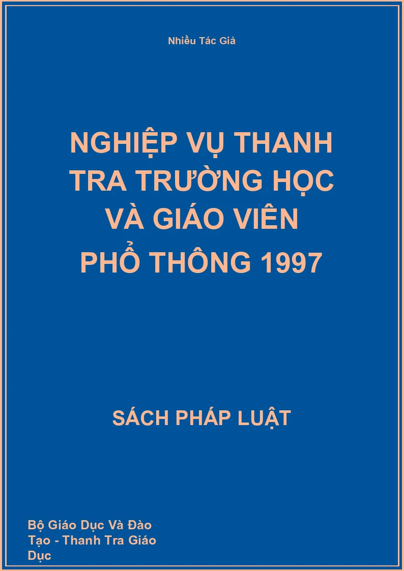 Nghiệp Vụ Thanh Tra Trường Học Và Giáo Viên Phổ Thông 1997