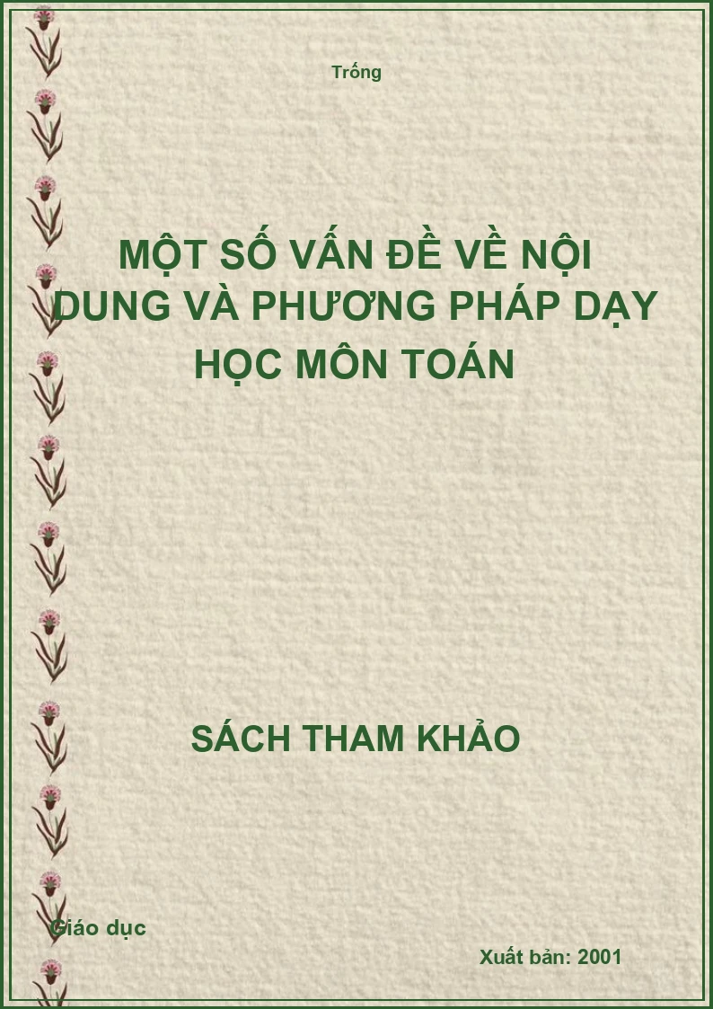 Một số vấn đề về nội dung và phương pháp dạy học môn toán