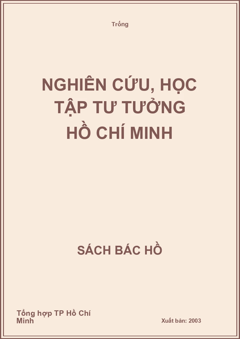 Nghiên cứu, học tập tư tưởng Hồ Chí Minh