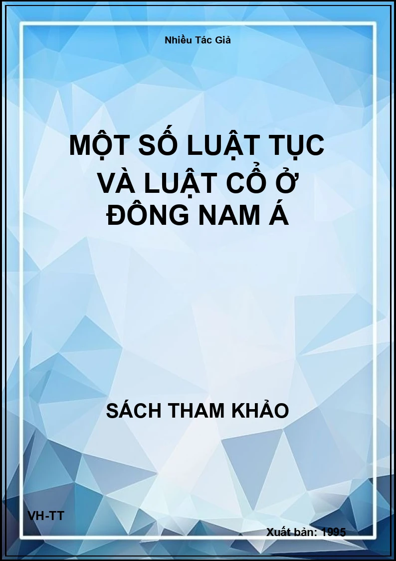 Một số luật tục và luật cổ ở Đông Nam Á