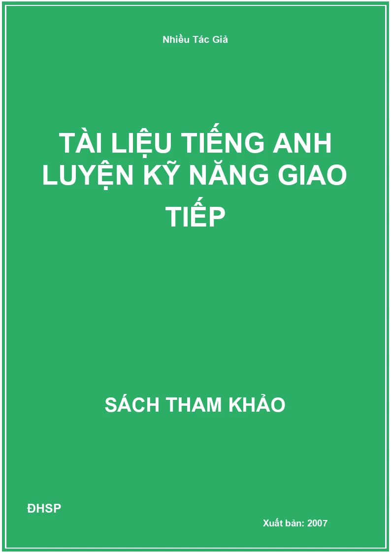 Tài liệu Tiếng Anh luyện kỹ năng giao tiếp