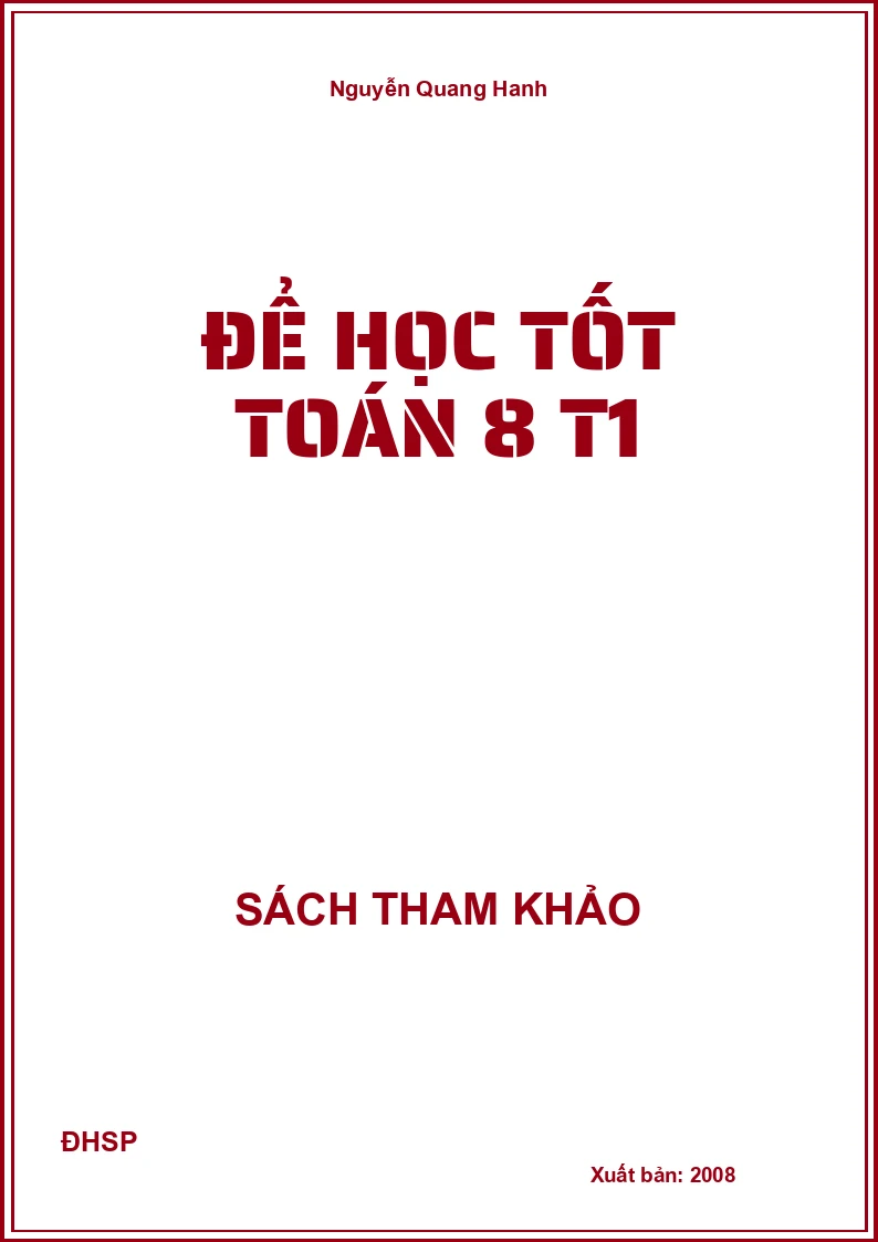Để học tốt Toán 8 T1