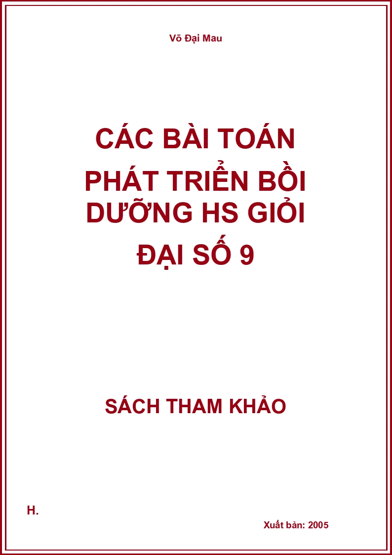 Các bài Toán phát triển bồi dưỡng HS giỏi đại số 9