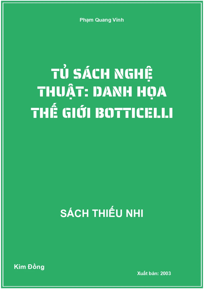 Tủ sách nghệ thuật: Danh họa thế giới Botticelli